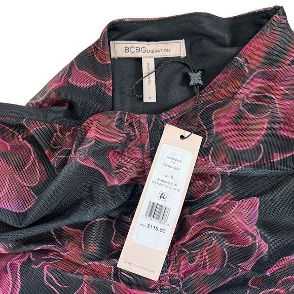 New Women’s BCBGeneration Printed Mesh Ruched Mini Dress Size 8 - Picture 3 of 8